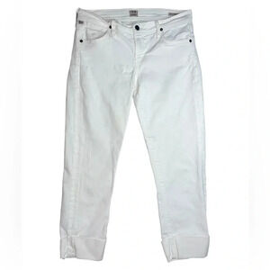 Citizens of Humanity C of H Dani Cropped Straight Leg Cuffed Jeans Size 28 White